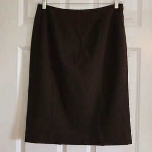 Lafayette 148 NY Brown Wool Lined Slim Pencil Skirt 10